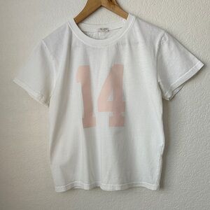Brandy Melville White Tee with Pink Number 14